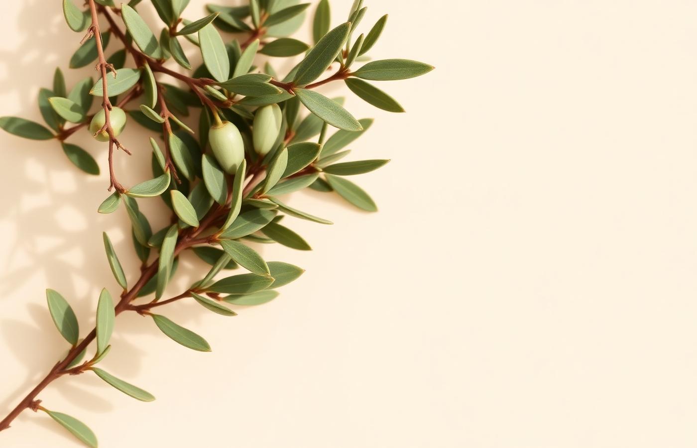 Olive branches against cream backdrop